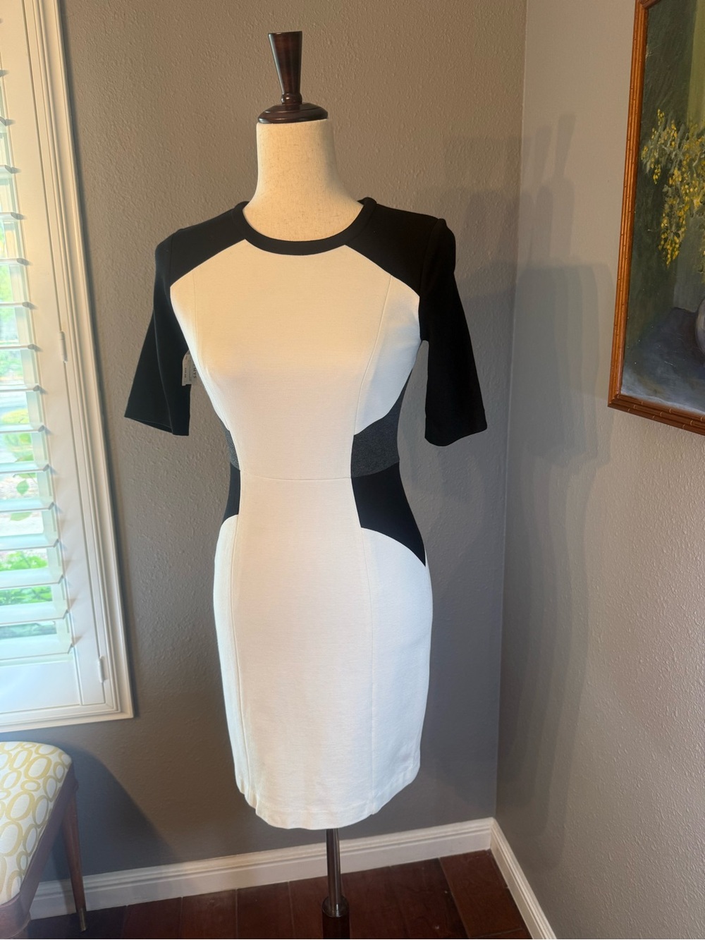 Milly Black & White Colorblock Mini Sheath Dress